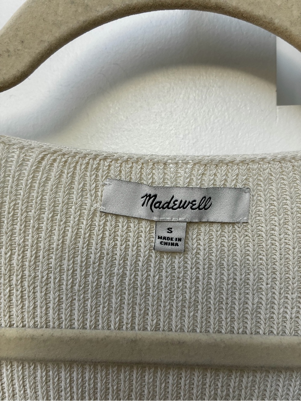 Madewell Cream V-Neck Ribbed Sweater - Picture 7 of 9